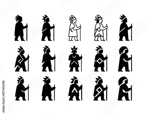 Cultural Heritage Icon Set. Cultural heritage tours and indigenous experiences. Icon set. Set Logo of cultural heritage tours and indigenous experiences: