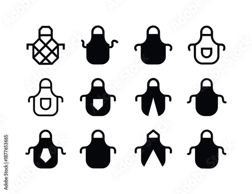 Diverse Cooking Logos. cooking show. Icon set. Set Logo of cooking show: apron symbol. harmonious logo variations of the same emblematic concept, each with