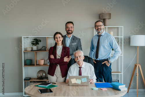 Multi-Generational Family Business Team Portrait in Modern Office – Smiling Expression