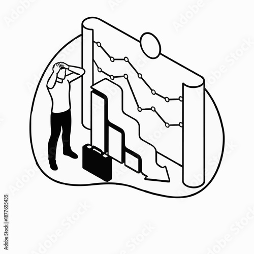 Business Failure, Financial Loss, Economic Downturn - Line Graph