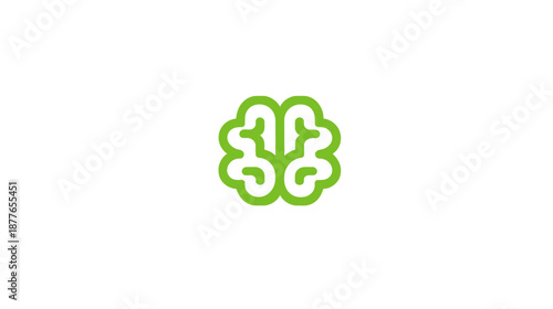 A simple, green brain outline on a white background, representing ideas and intelligence