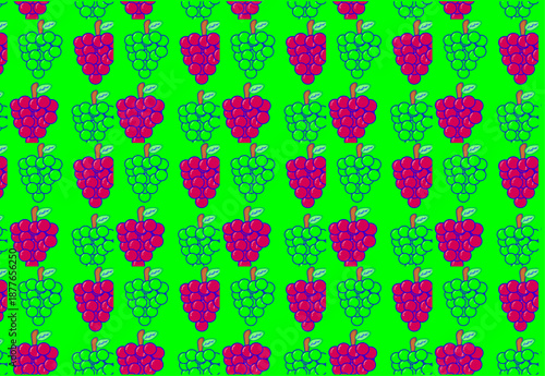 Red background featuring sweet and fresh red and green grapes with vibrant colors and a harmonious composition. Ideal for packaging design, promotional banners, food backgrounds