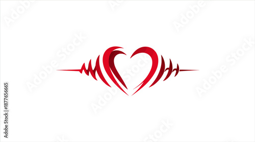 A stylized heart emblem with heartbeat-like design elements in crimson red