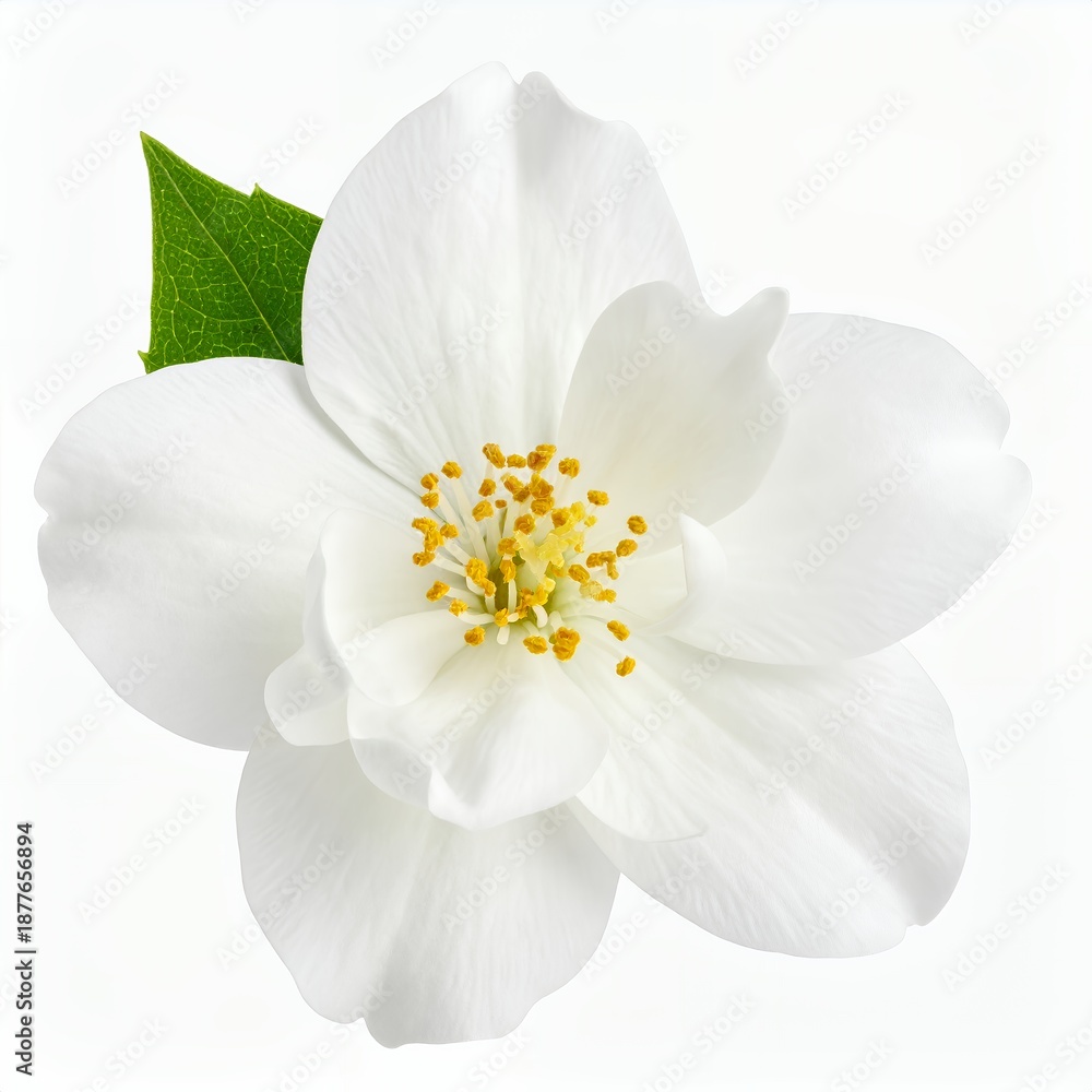 Fototapeta premium Elegant white jasmine flower with delicate petals against a clean background