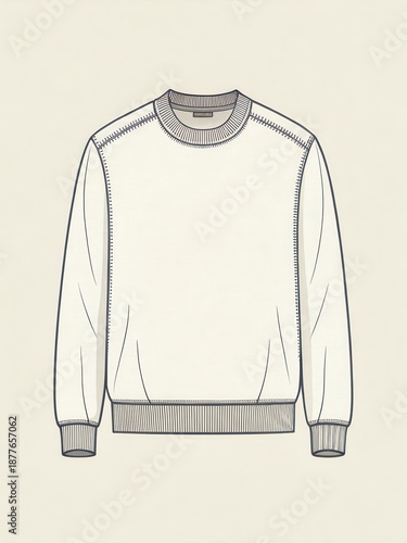 Minimalist sweater outline on plain neutral background