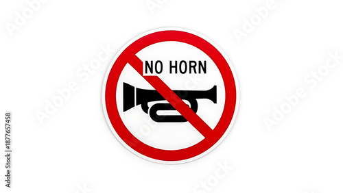 Free Download Circular no horn sign, prohibiting audible warning devices, ensuring quiet zones and peace in specific areas - GFXLoad