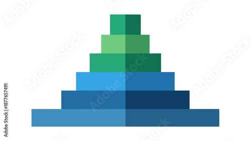 Vibrant blue and green pyramid chart for business presentations