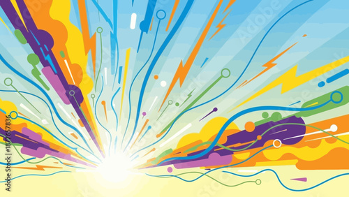 Vibrant colorful abstract illustration with dynamic lines and shapes