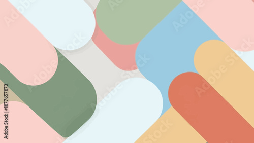 Vibrant abstract shapes in pastel colors create dynamic background