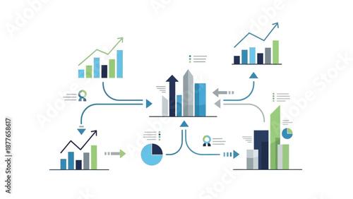 Business data visualization with graphs and charts for analysis and strategy