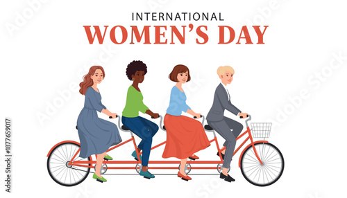 Vector Art of Women Riding Together for International Women’s Day