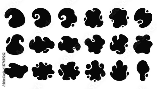 Ink Splash Silhouette Set – Artistic Black Shapes for Experimental and Conceptual Design Vector