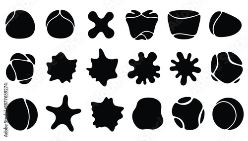 Abstract Black Shape Collection – Organic and Geometric Forms in Stylized Design Vector 