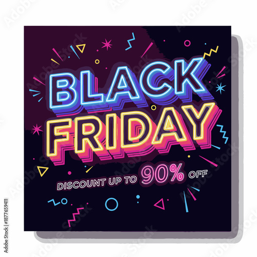 Black Friday Sale Discount Neon Sign.