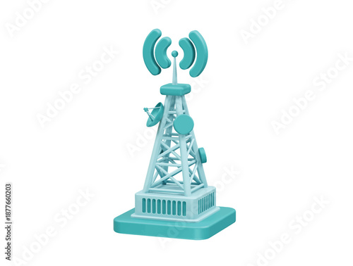 Communication Tower Icon 3d rendering illustration
