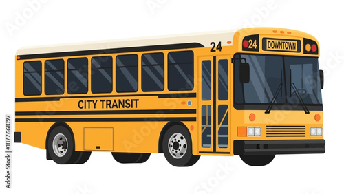 City transit bus illustration on a white background viewed from the side