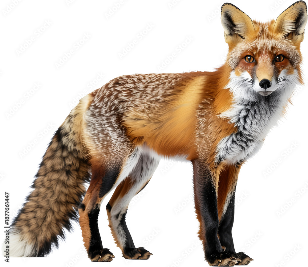 Obraz premium Red Fox Isolated on White Background