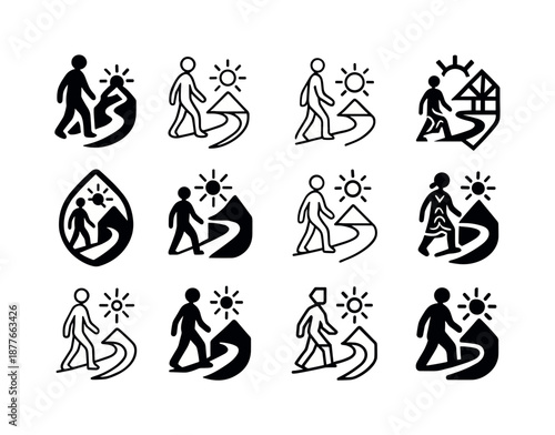 Cultural Heritage Icons. Cultural heritage tours and indigenous experiences. Icon set. Set Logo of cultural heritage tours and indigenous