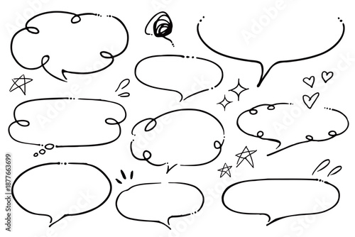 ラフな手描きのふきだし素材