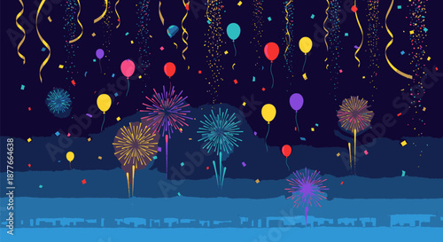 Colorful Fireworks Exploding in Night Sky 1.