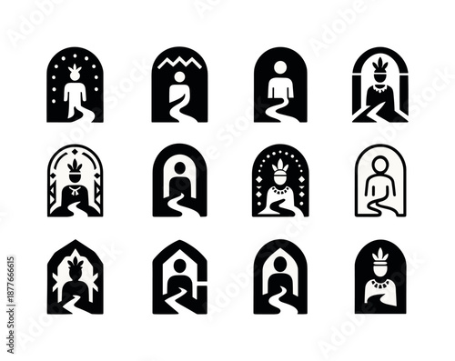 Cultural Icon Set. Cultural heritage tours and indigenous experiences. Icon set. Set Logo of cultural heritage tours and indigenous experiences: ancestral path