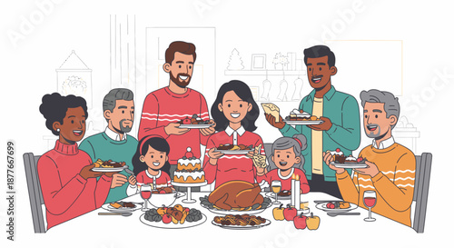 Diverse Family Enjoying Meal Together.
