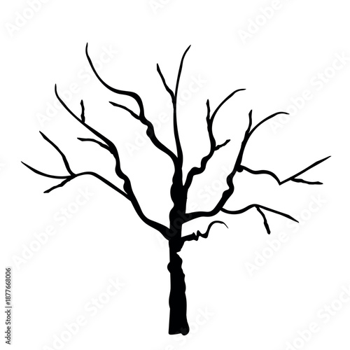Doodle trees. Isolated black and white icons on white background. Spring tree for your design. Vector symbol sign. Plants, landscape design. Eco idea concept.