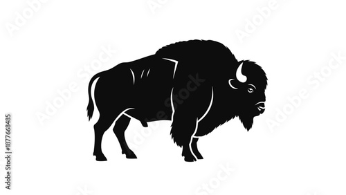 Black Bison Silhouette Illustration.