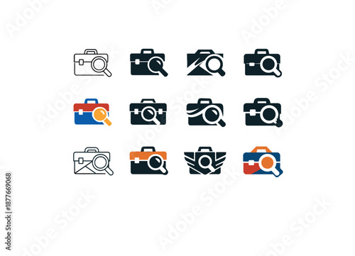 Inspection Logo Variations. Inspection. Icon set. Set Logo of inspection: toolbox inspection tag. harmonious logo variations of the same emblematic concept,