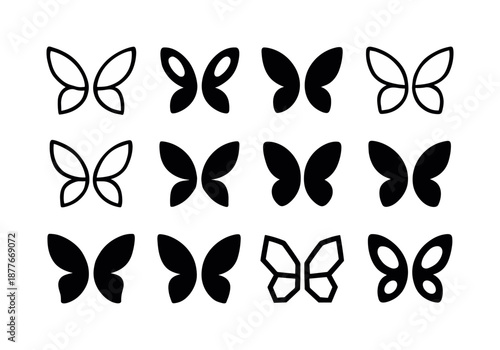 Fairy Wings Icon Set. Costume party outfit. Icon set. Set Logo of costume party outfit: fairy wings. harmonious logo variations of the same emblematic concept,