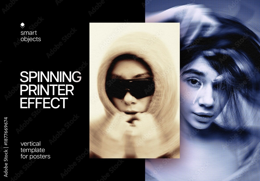 Spinning Halftone Poster Photo Effect Mockup Stock Template | Adobe Stock