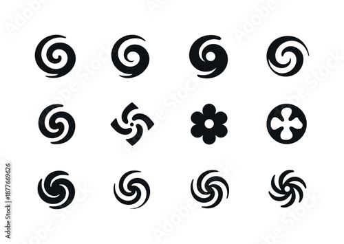 Celestial Logos Collection. Celestial bodies. Icon set. Set Logo of celestial bodies: galaxy swirl. harmonious logo variations of the same emblematic concept,