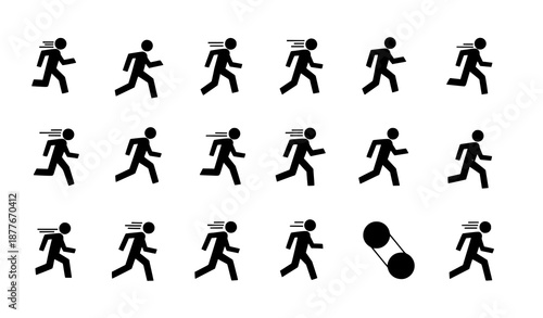 Running Pictogram Icon Set Geometric Runner Symbols Vector EPS