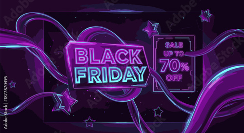 Black Friday Sale Neon Signage Design.
