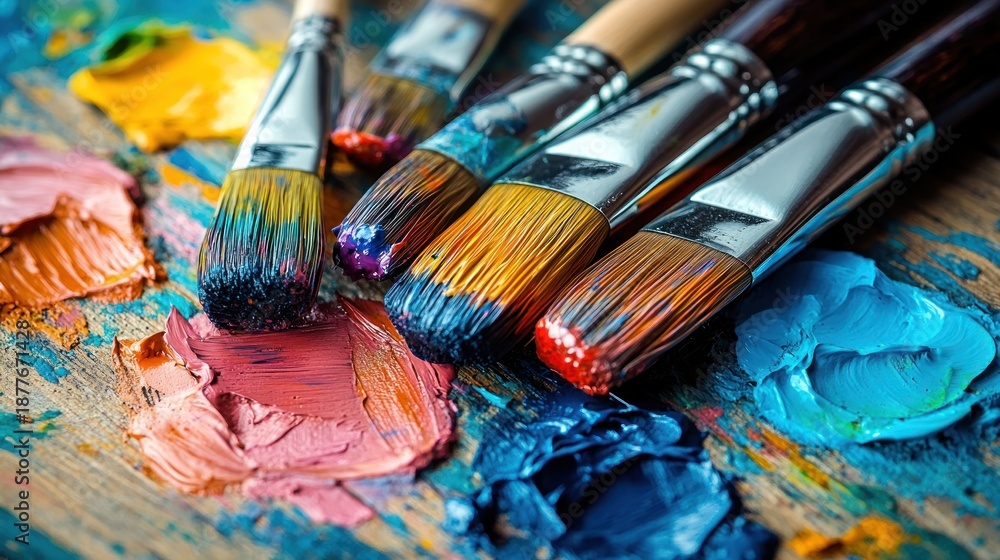 Obraz premium Colorful paintbrushes and palette