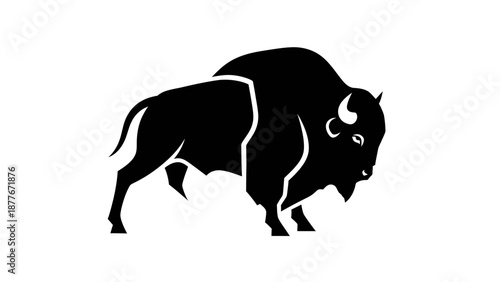 Bison Silhouette Illustration Strong Animal Graphic.