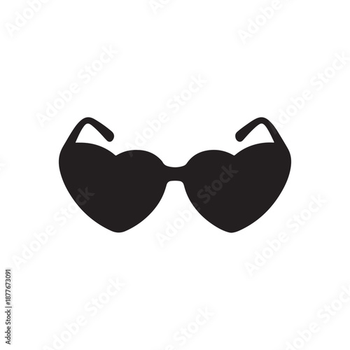 Heart shaped sunglasses silhouette vector flat illustration