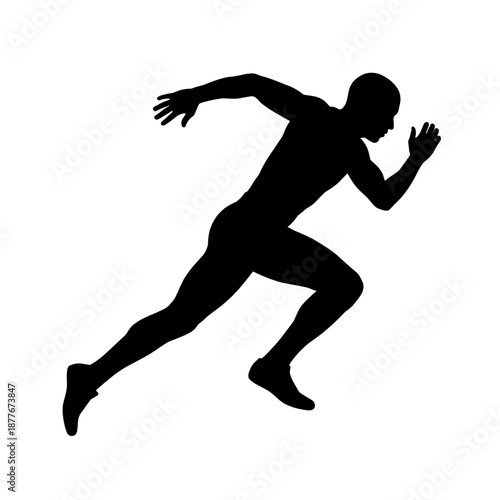 A silhouette of a sprinter in mid-stride, showcasing the power and speed of human motion.