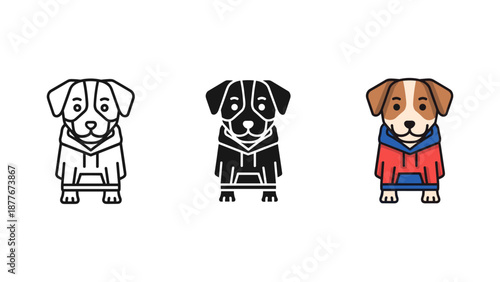 Vector Illustration of Dogs Wearing Hoodies