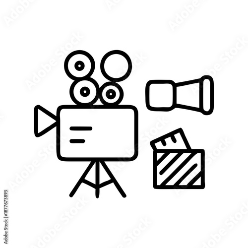 Vintage film camera and clapperboard icon