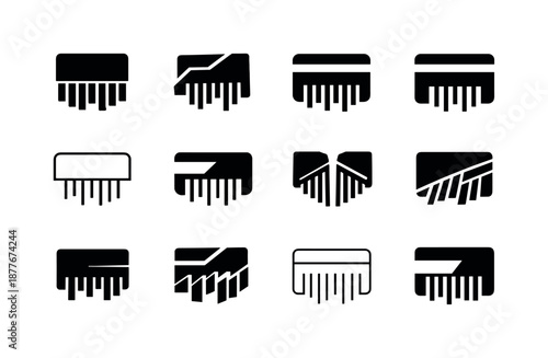 Shredded Card Icons. shredded credit card. Icon set. Set Logo of shredded credit card: minimalist shredded card icon. harmonious logo variations of the same