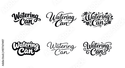 Harmonious Lettering Variations. Watering Can. Set lettering. harmonious lettering variations of the same emblematic concept, each with different artistic