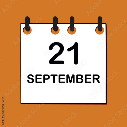 September 21. Daily Calendar icon for design. Simple design for business brochure, flyer, print media, advertisement. Easily editable.