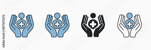 Public Health Icon Set featuring diverse medical professionals and healthcare symbols
