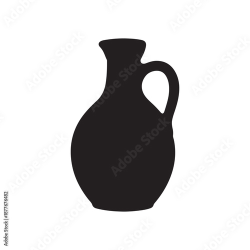 Clay jug silhouette vector flat illustration