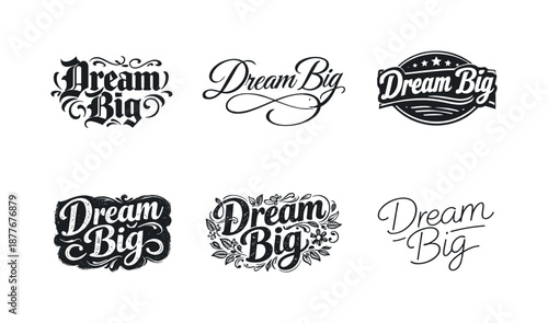 Harmonious Typography Variations. Classic Serif Typography. Set lettering. harmonious lettering variations of the same emblematic concept, each with different