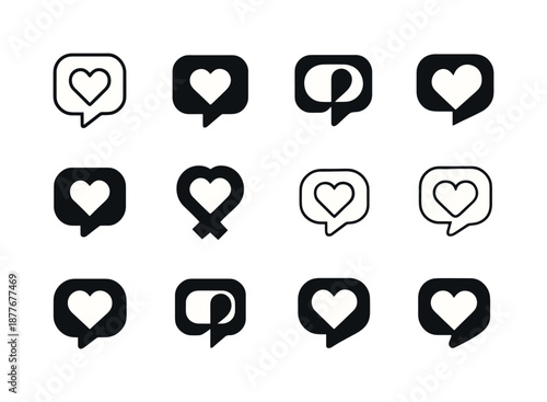 Positive Reinforcement Icons. Positive reinforcement in romantic relationships. Icon set. Set Logo of Positive reinforcement in romantic relationships: