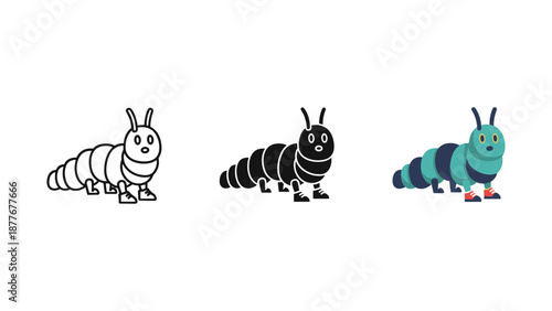 Caterpillar Vector Illustration Set