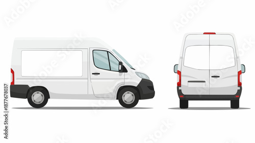 White van shown from side and back view on plain background
