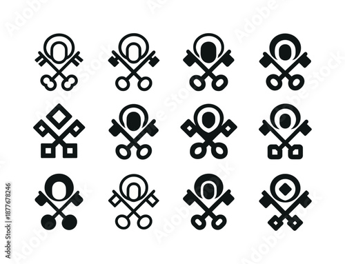 Saint Peter Logo Variations. saint peter. Icon set. Set Logo of Saint Peter: keys crossed behind a halo. harmonious logo variations of the same emblematic